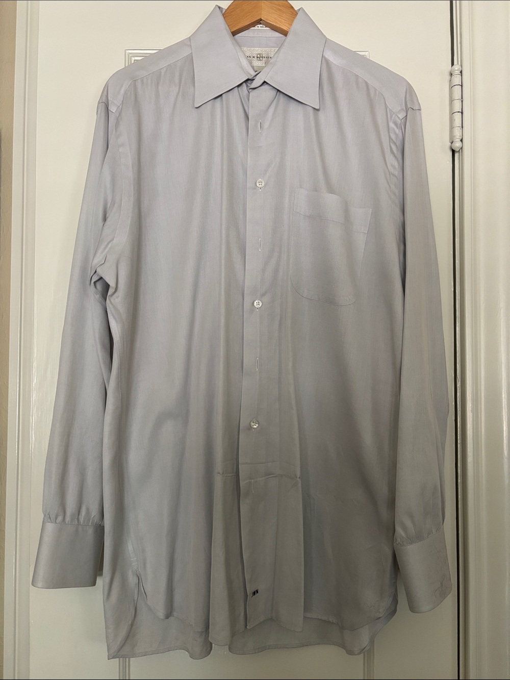 John W. Nordstrom Light Gray Point-Collar Dress Shirt 100% Long Staple Cotton
